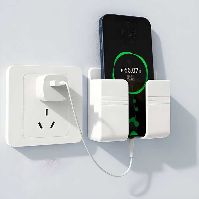 Easy Mount Wall Phone Holder With Charging Slot | Easy Install, No Drill, Strong Grip