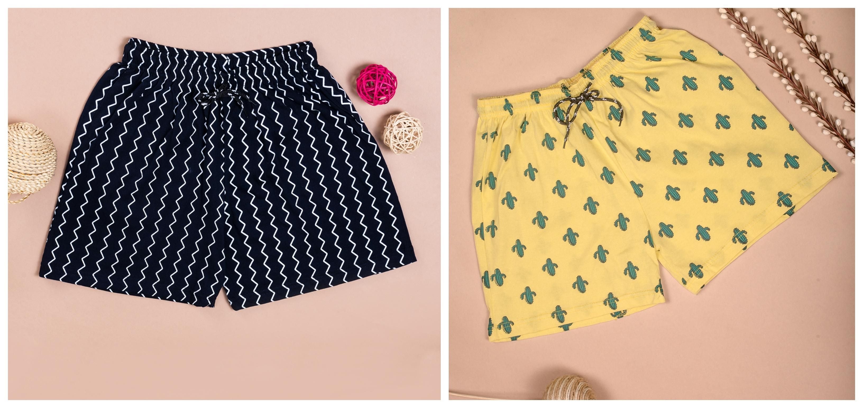 Women's Cotton Bluemaze and Cactus Print Shorts Buy 1 Get 1 Free