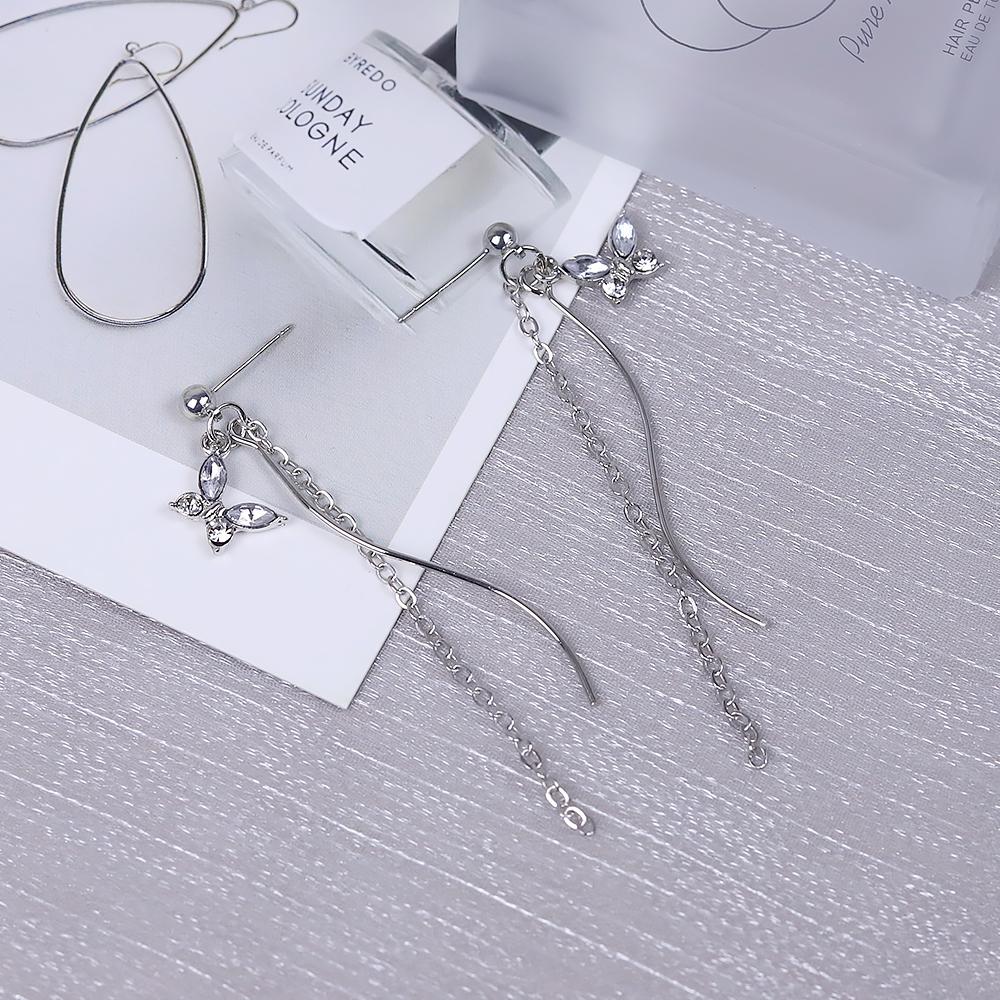 Girlfriend Zircon Eye Tassel Long Western Fashion Gift Earrings Style Earrings Cat Earrings (silver, One Size)