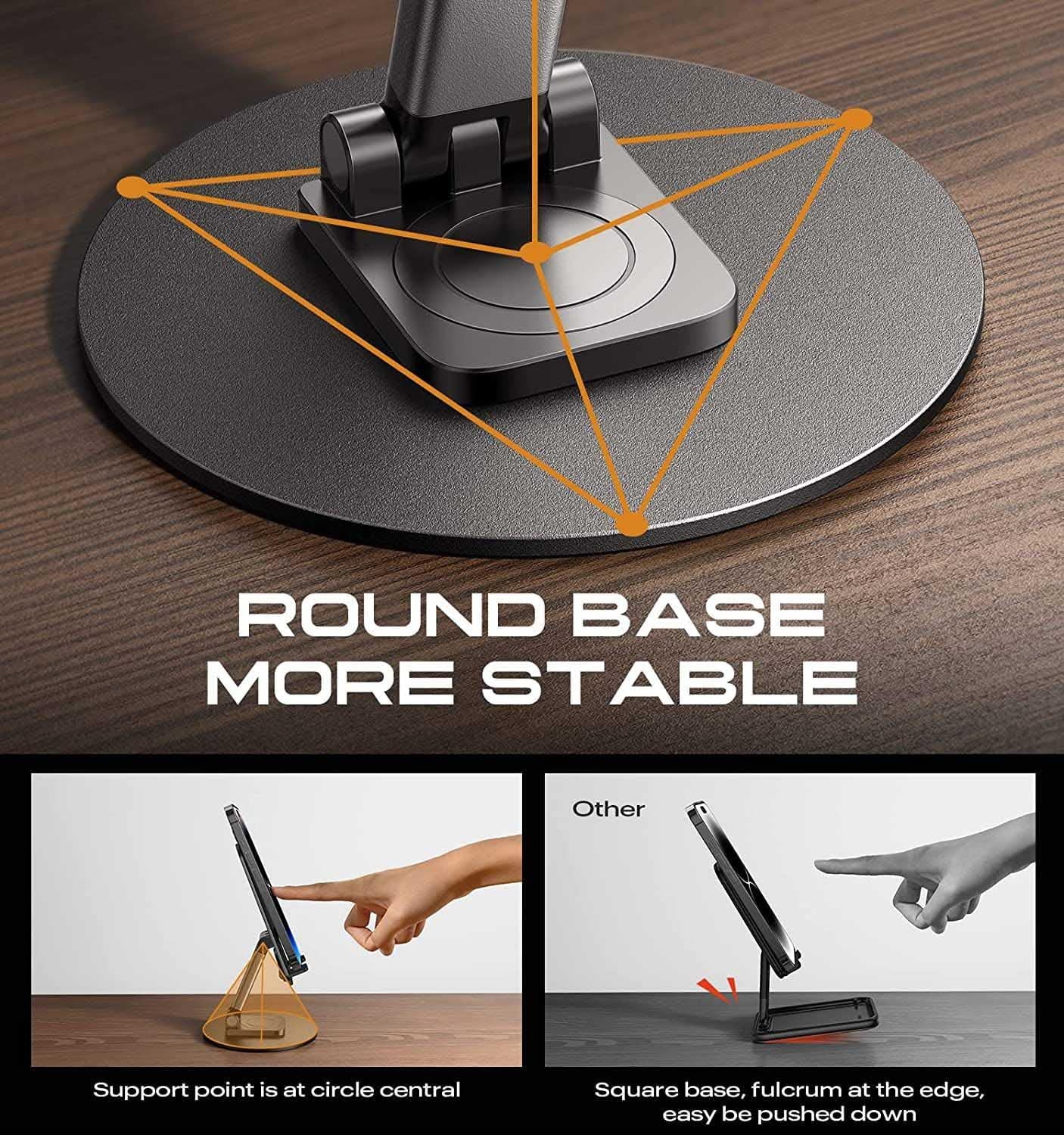 Mobile Phone Stand 360° Rotation Height and Angle Adjustable  - Easy Viewing for All SmartPhones