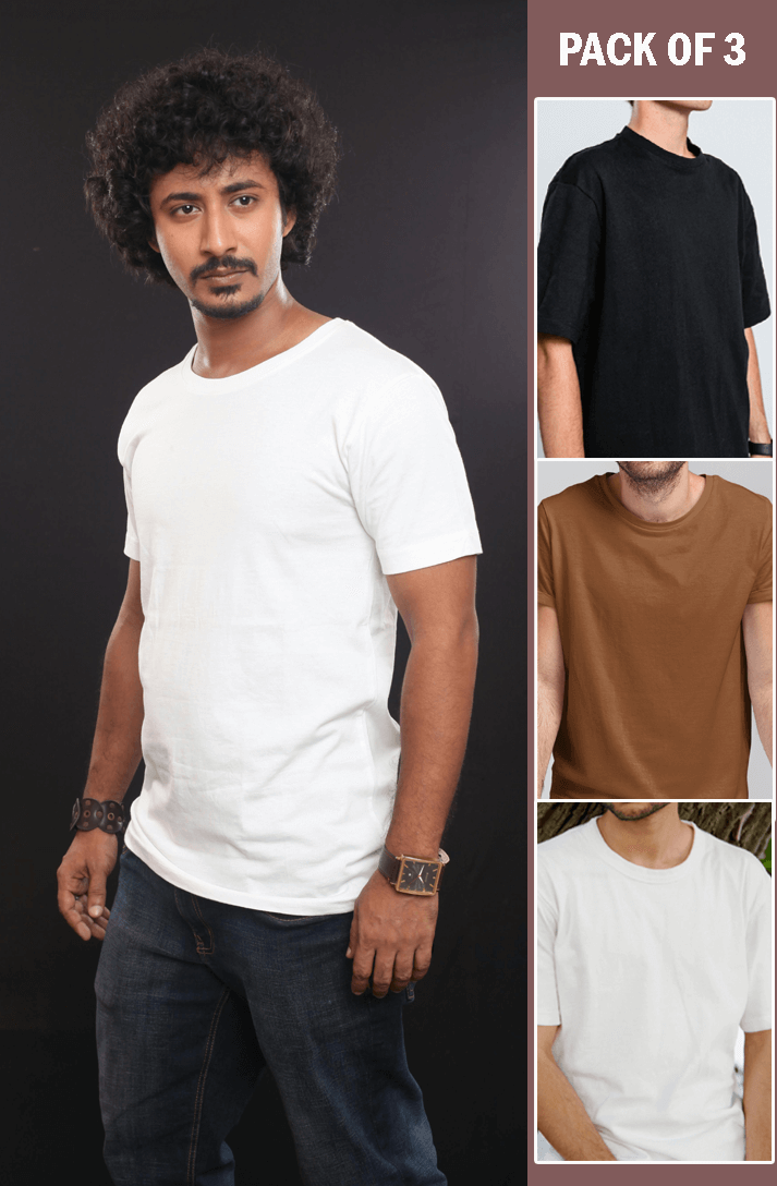 Plain Color T-Shirts Combo [Pack of 3]