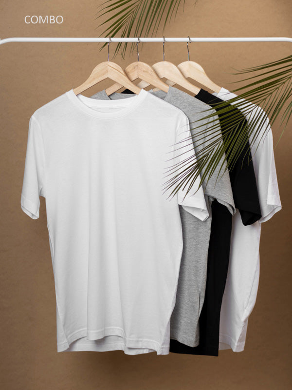 Solid Half Sleeves Combo T-Shirt [Pack Of 4]