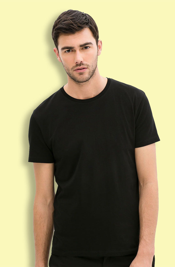 Solid Black Color Plain T-Shirt for Men
