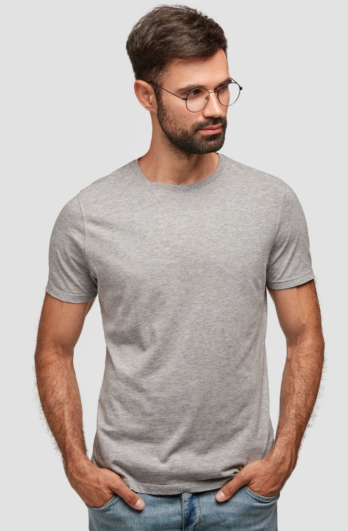 Melange Grey Plain T-Shirt for Men