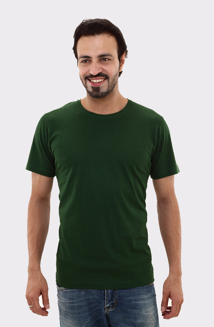 Olive Green Plain T-Shirt for Men