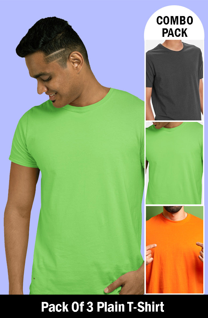 Solid Color Plain T-Shirt Combo [Pack Of 3]