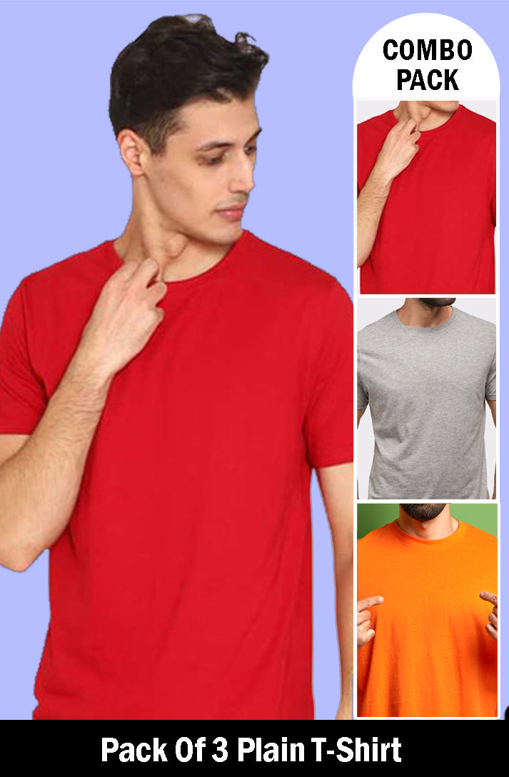 Plain T-Shirt Combo for Men [Pack of 3]