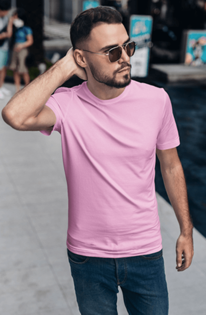 Light Pink Plain T-Shirt for Men