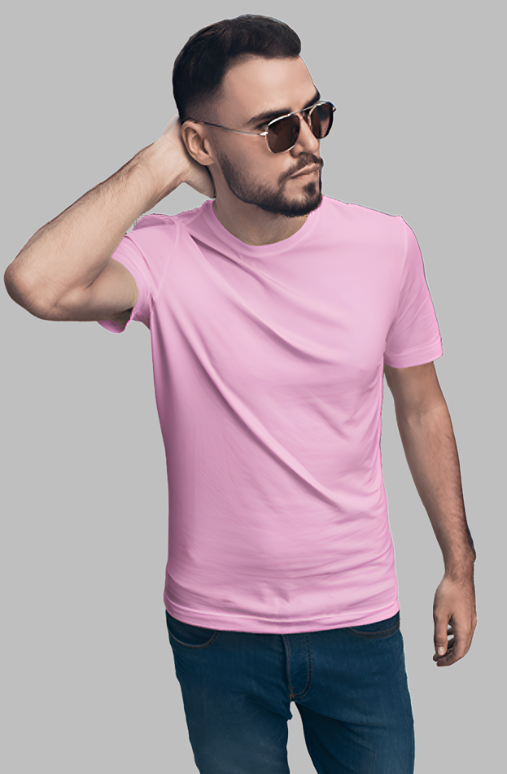 Light Pink Plain T-Shirt for Men