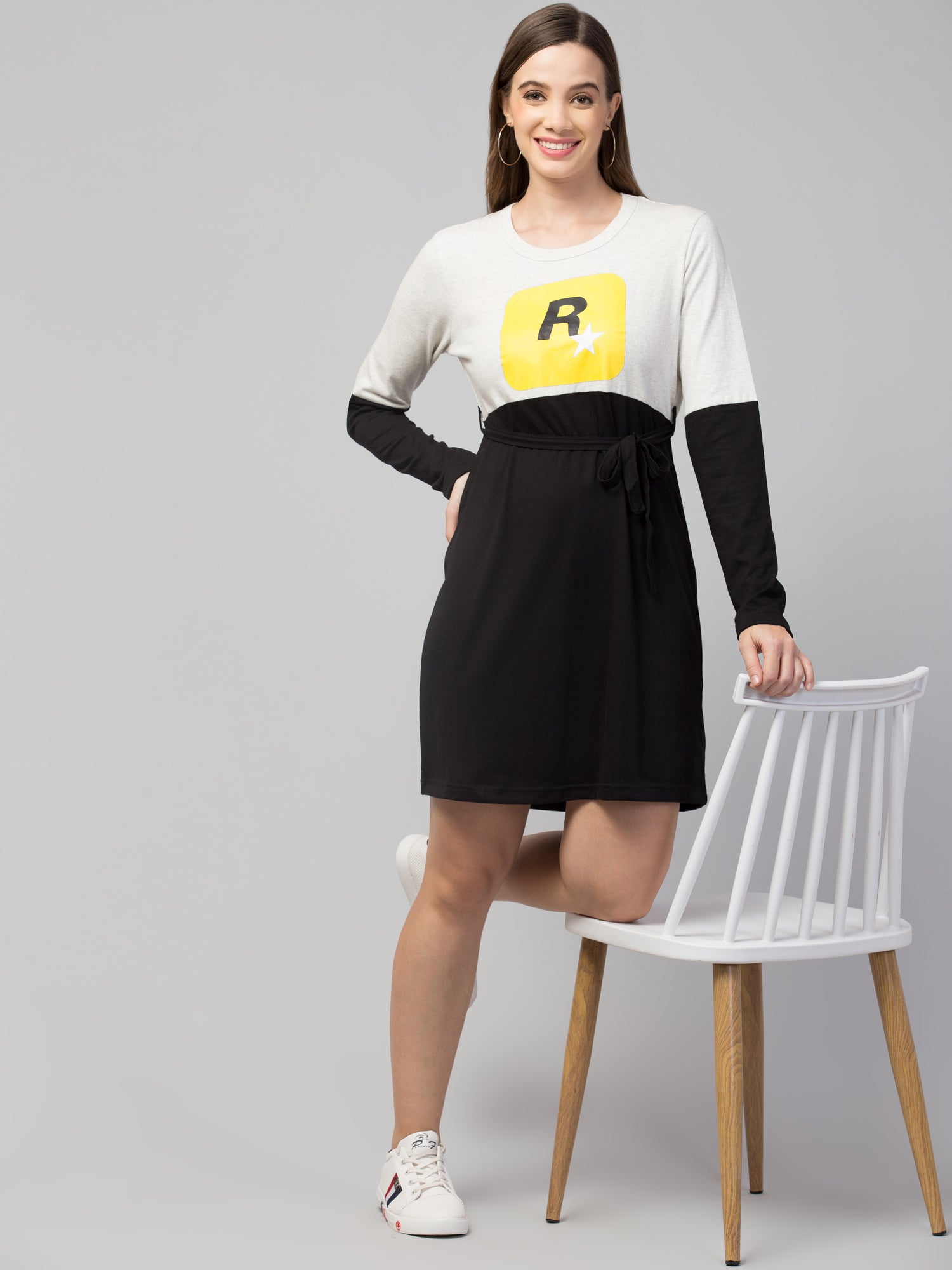 Women's Cotton Graphic Print T-shirt Short Dress