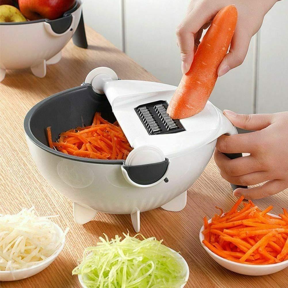 9 in 1 Multifuctional Rotate Vegetable Cutter with Drain Basket