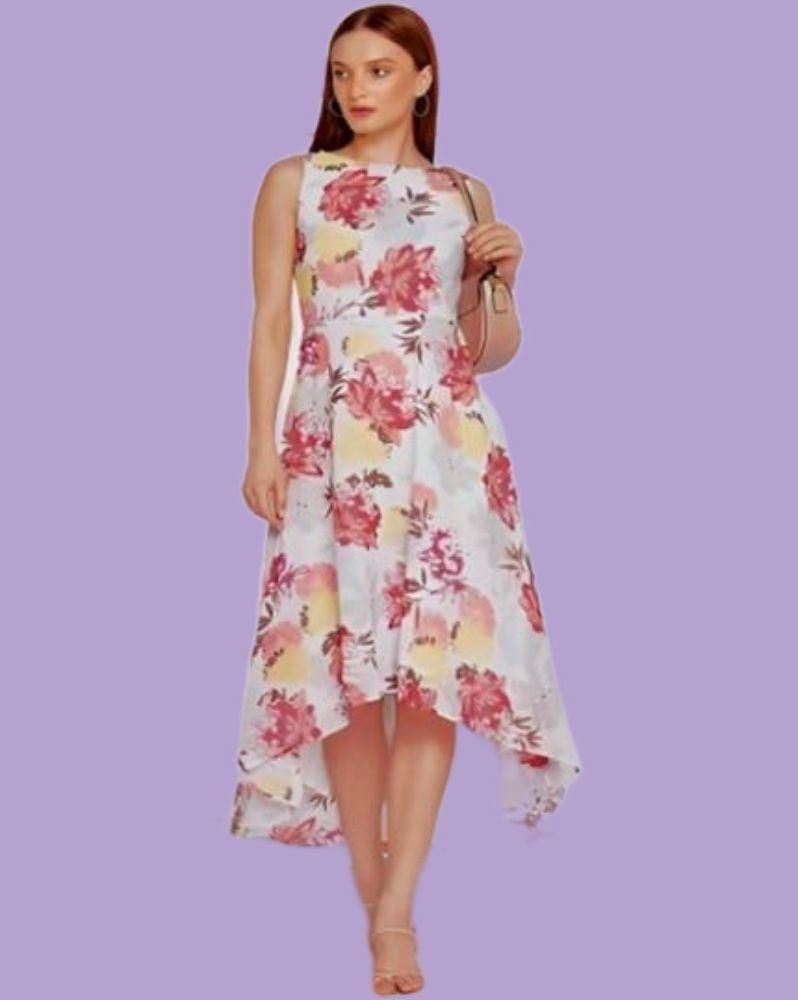 Women's Georgette Floral High -Low Maxi Dress